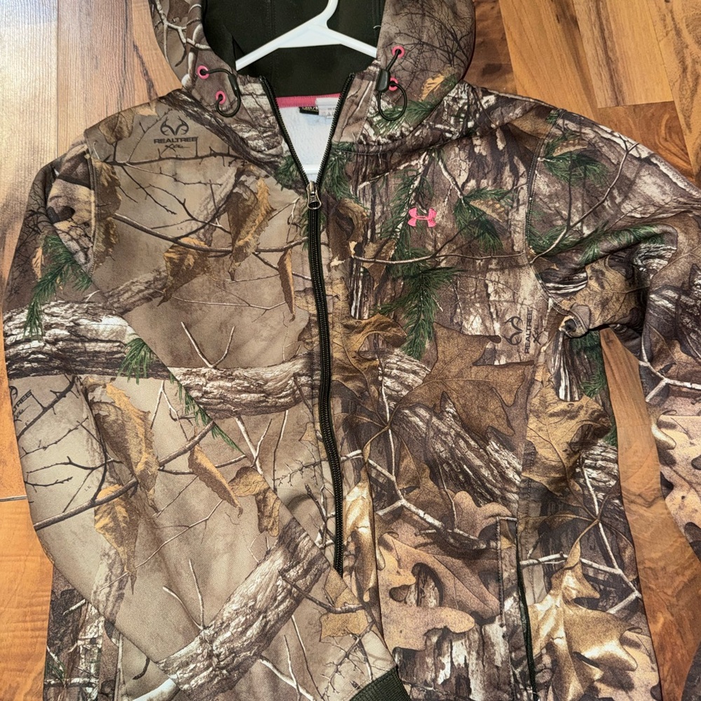 Under Armour Woodland Camo Hoodie with Pink Accents